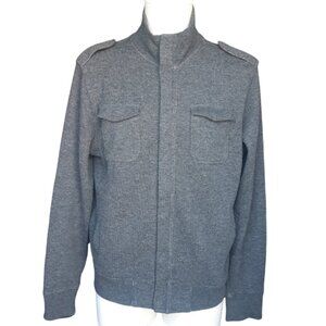 Banana Republic SZ M Heather Grey Full Zip Up Wool & Cotton Men's Sweater Jacket